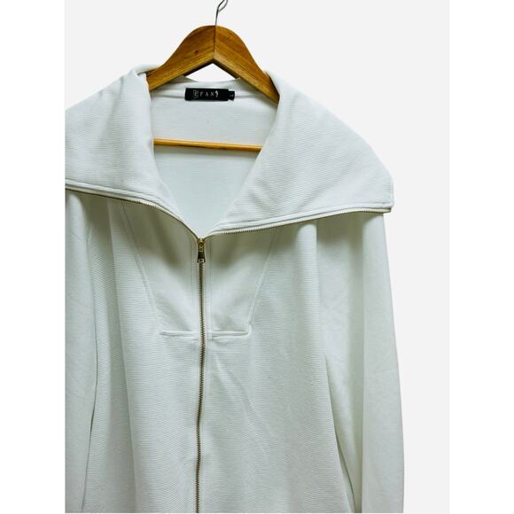EFan White Oversized Zip Jacket Sweater Gold Hardware Size Large - Picture 3 of 10